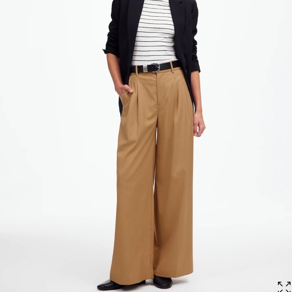 Madewell Pants - Madewell light neutral The Harlow Superwide-Leg Trouser in Brushed Twill